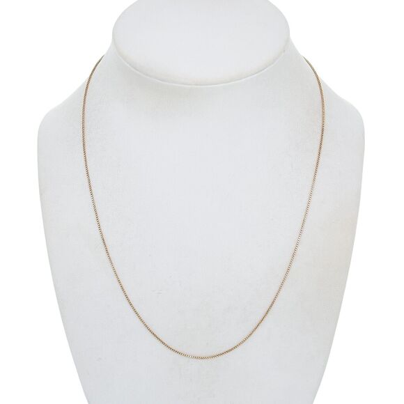 Vintage Italy Sterling Silver 925 0.8mm Gold-Tone Box Chain Necklace 18" - Picture 1 of 3